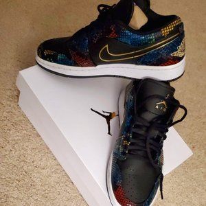 Air Jordan 1 Low, Multicolor Snakeskin, Women's 8